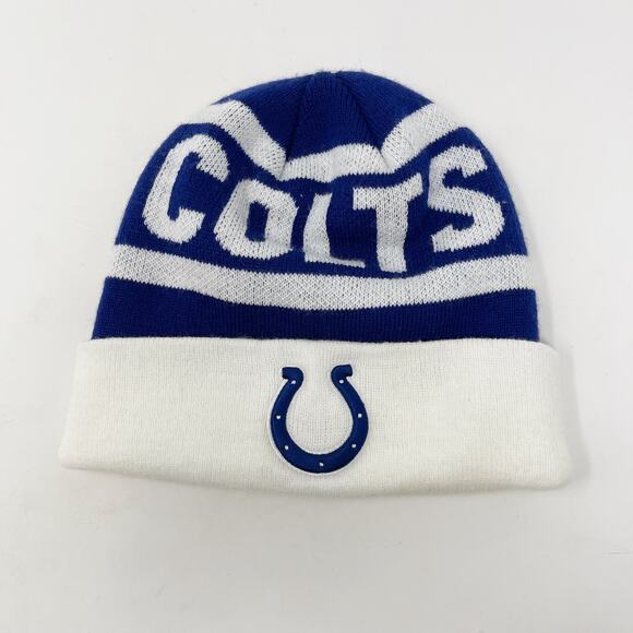 NFL Team Apparel Indianapolis Colts Beanie Hat Cap Blue White Horseshoe Foldover - Picture 1 of 7